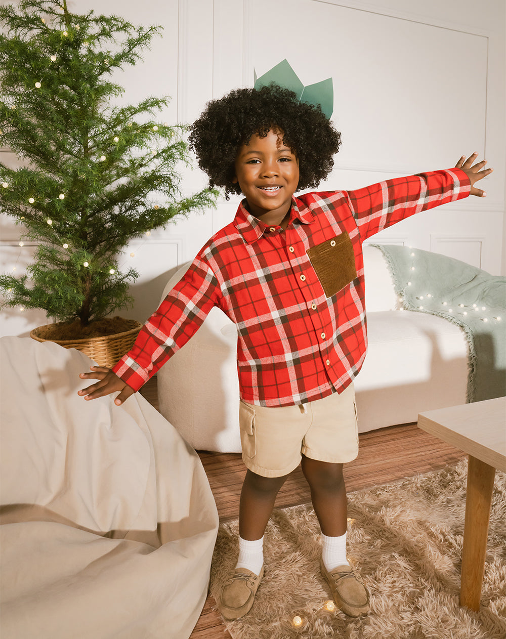 Camisa manga larga oversize cuadros niño