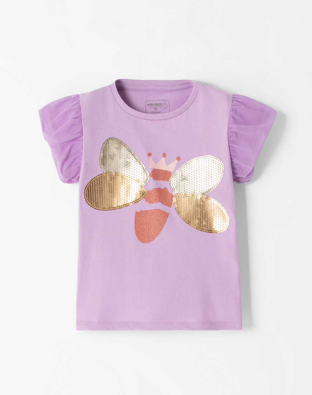 Camiseta regular estampada brillos niña