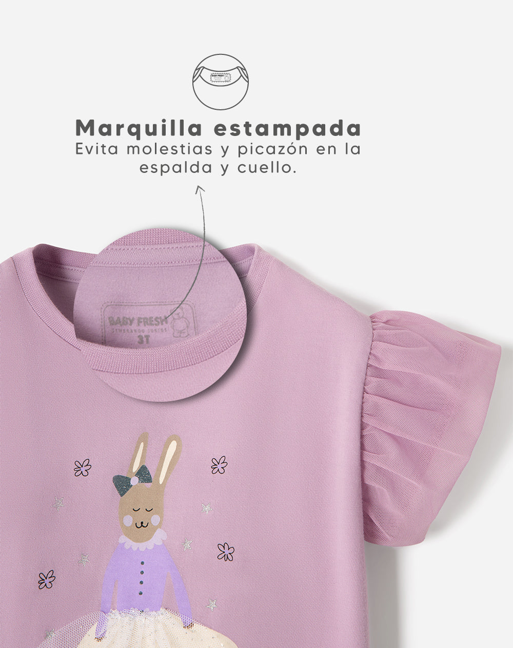 Camiseta regular fit manga corta lila