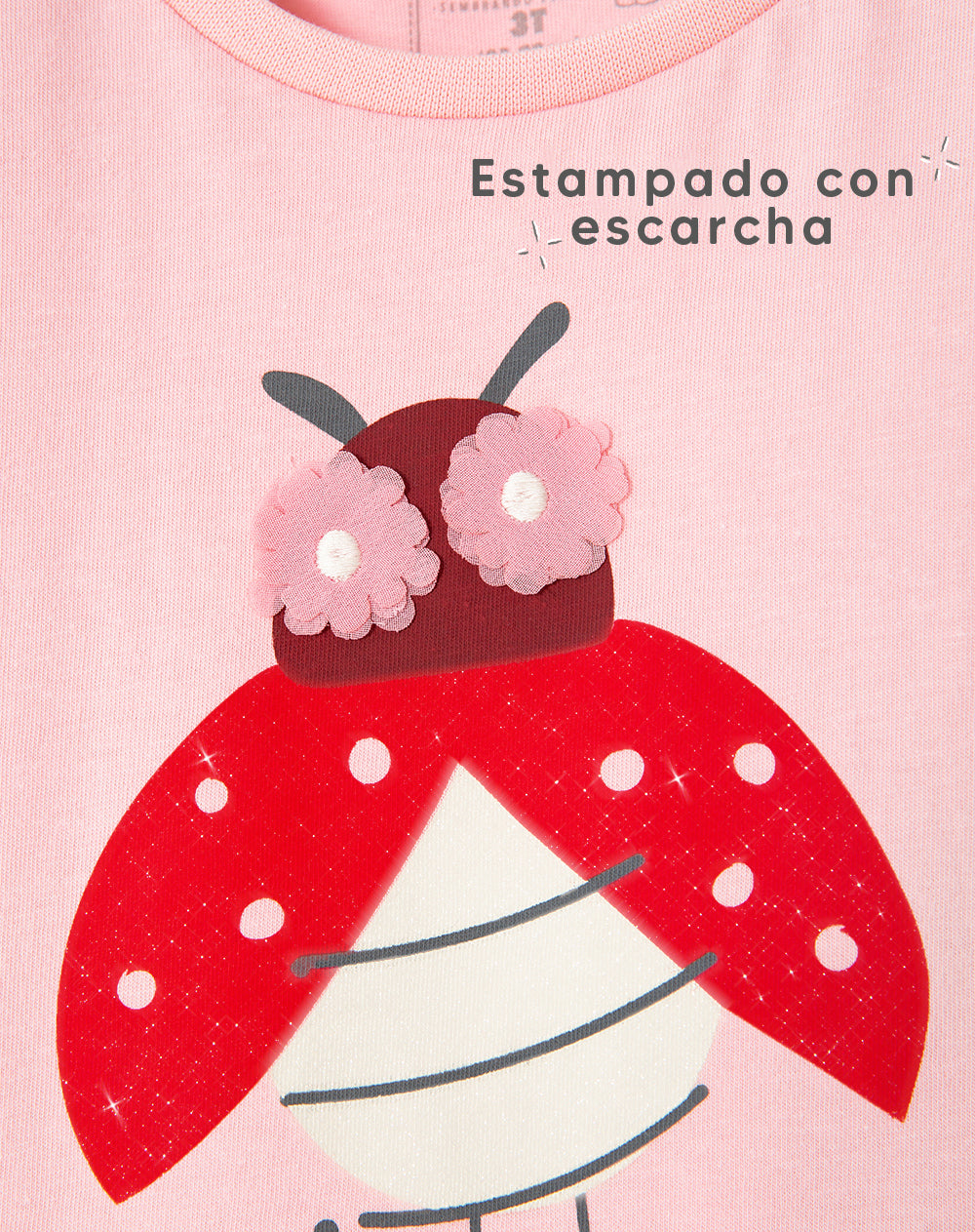 Camiseta regular estampada brillos niña
