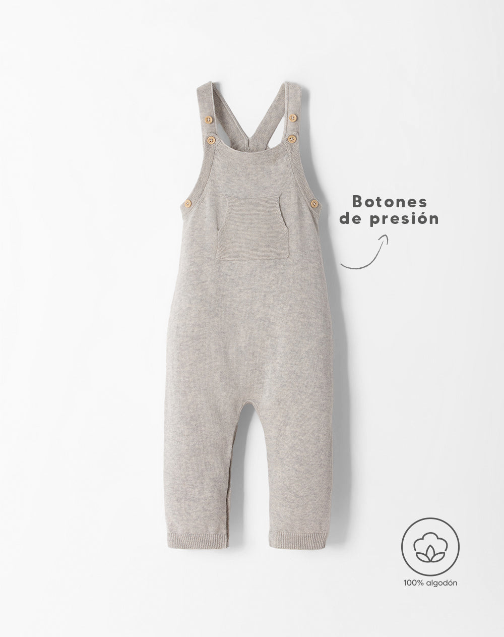 Overol algodón gris bebé unisex