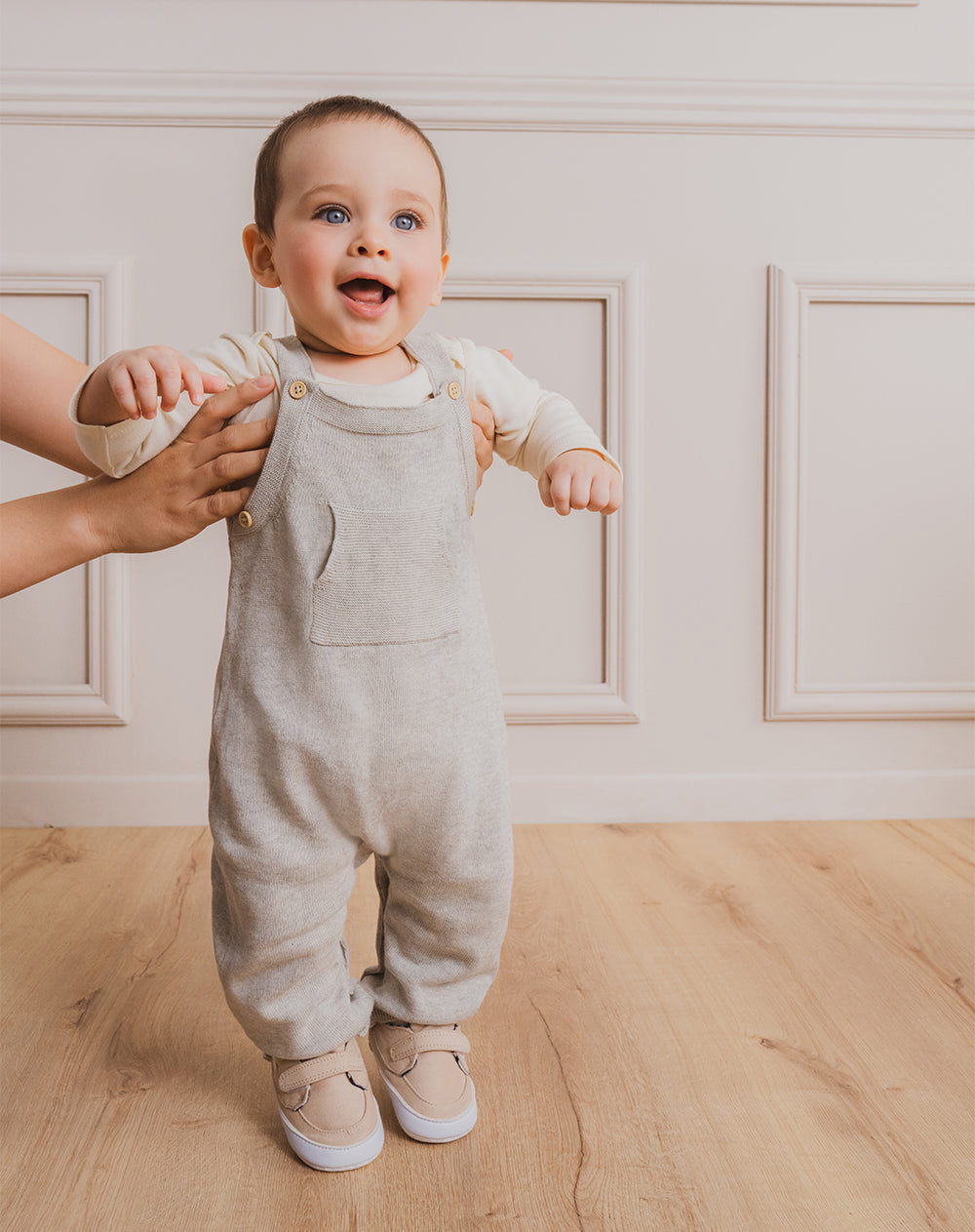 Overol algodón gris bebé unisex
