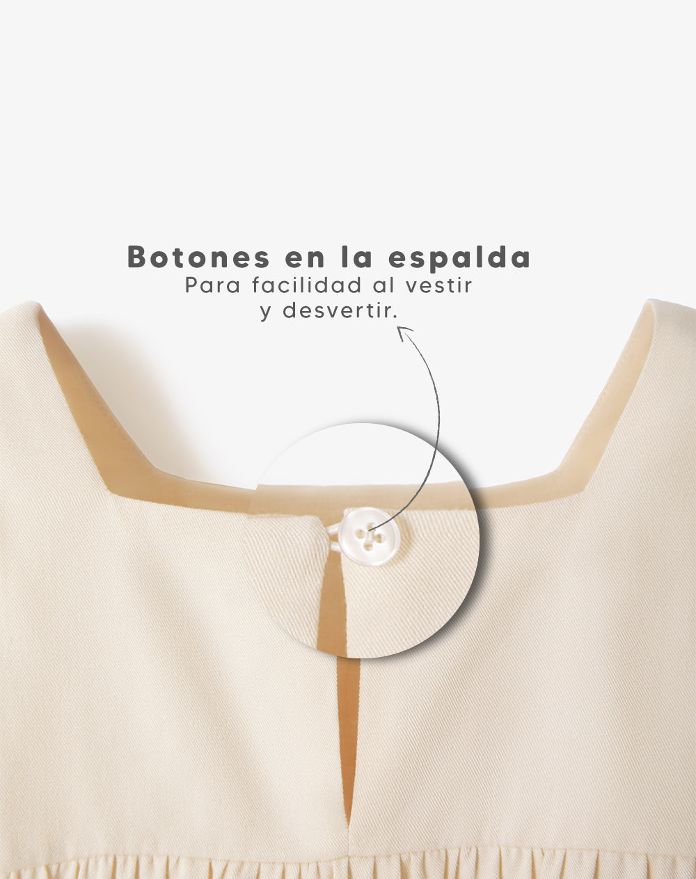 Vestido regular bordado crema niña