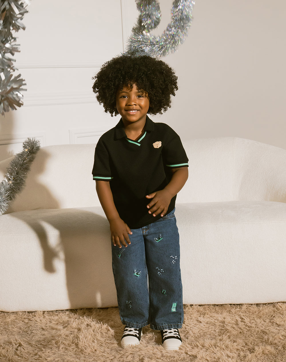 Jean wid leg tiro medio algodón indigo oscuro niño