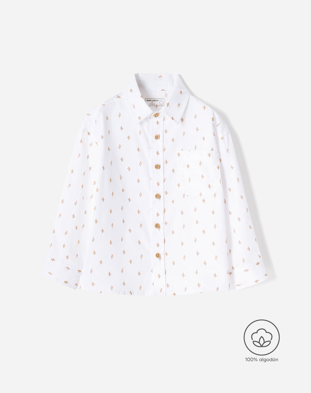 Camisa oversize manga larga blanco estampado niño