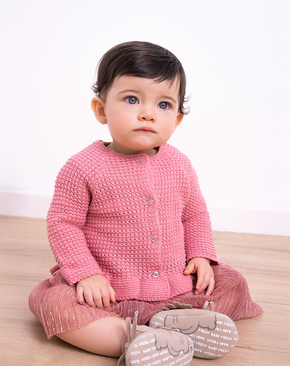 Buzo tejido rosa bebé niña