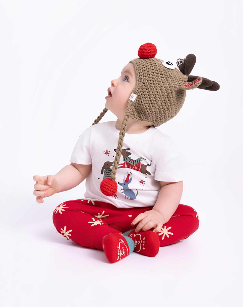 Pijama buzo + pantalón algodón estampada unisex navidad