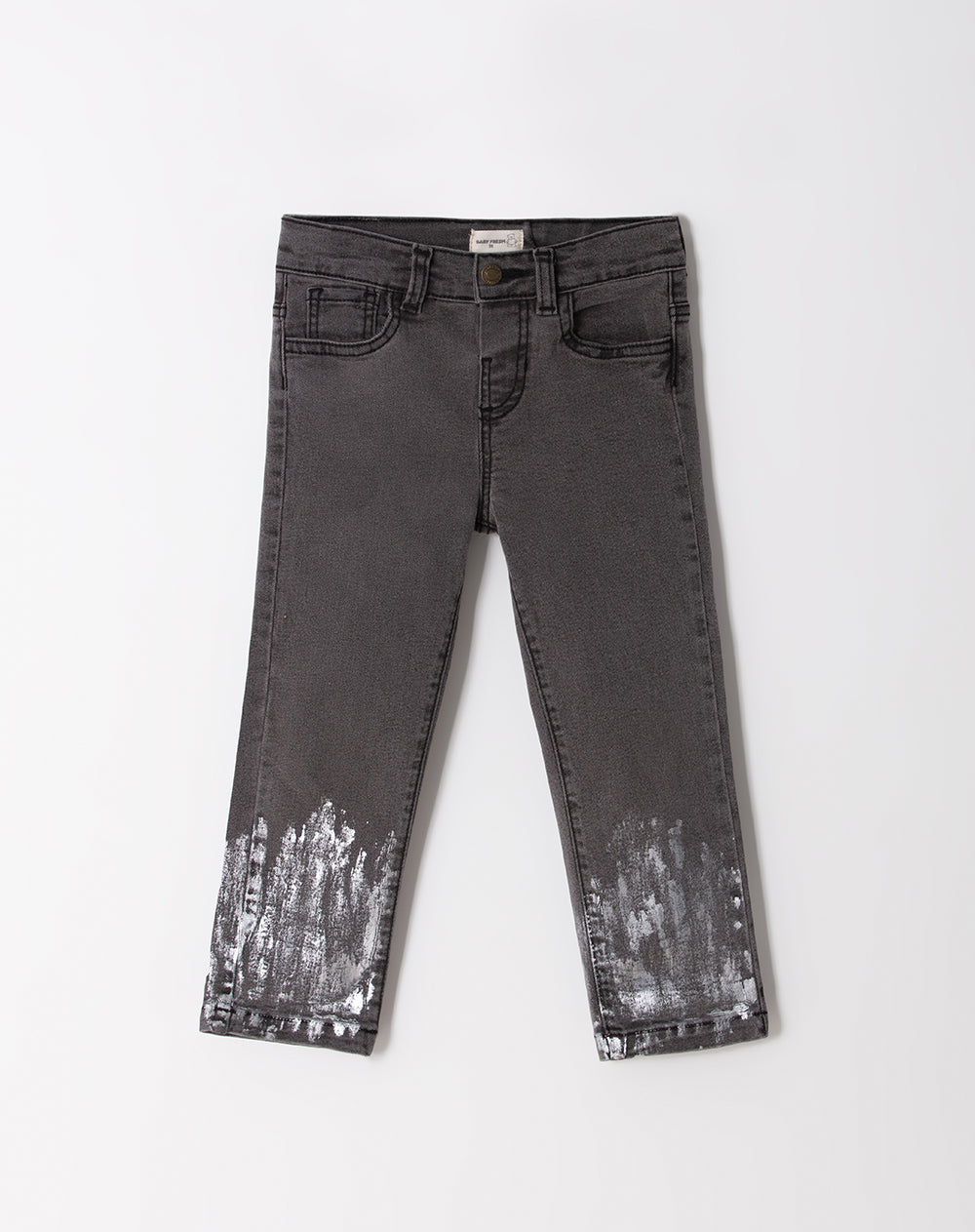 Jean recto tiro medio gris niña