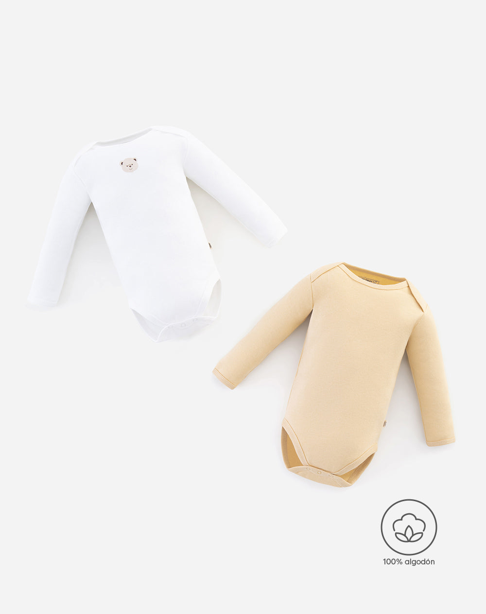 Body manga larga algodón x2unds bebé unisex
