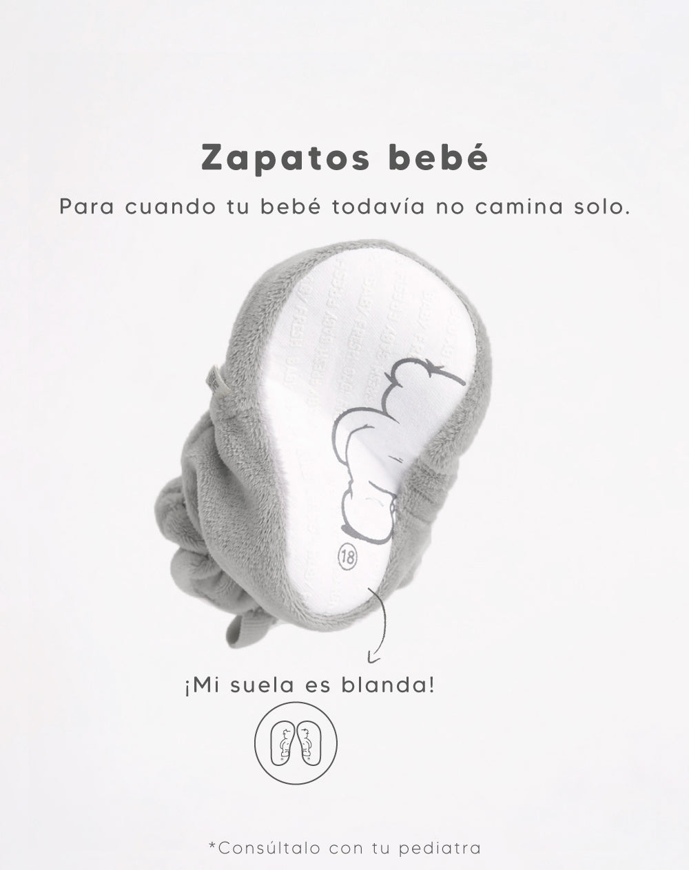 Botines escarpines suela blanda gris bebé unisex