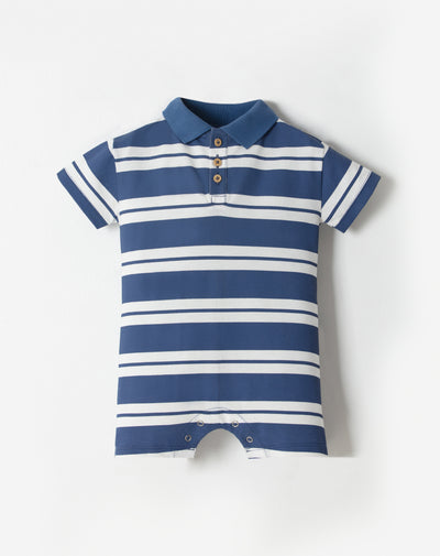 Enterizo tipo polo corto rayas bebé niño