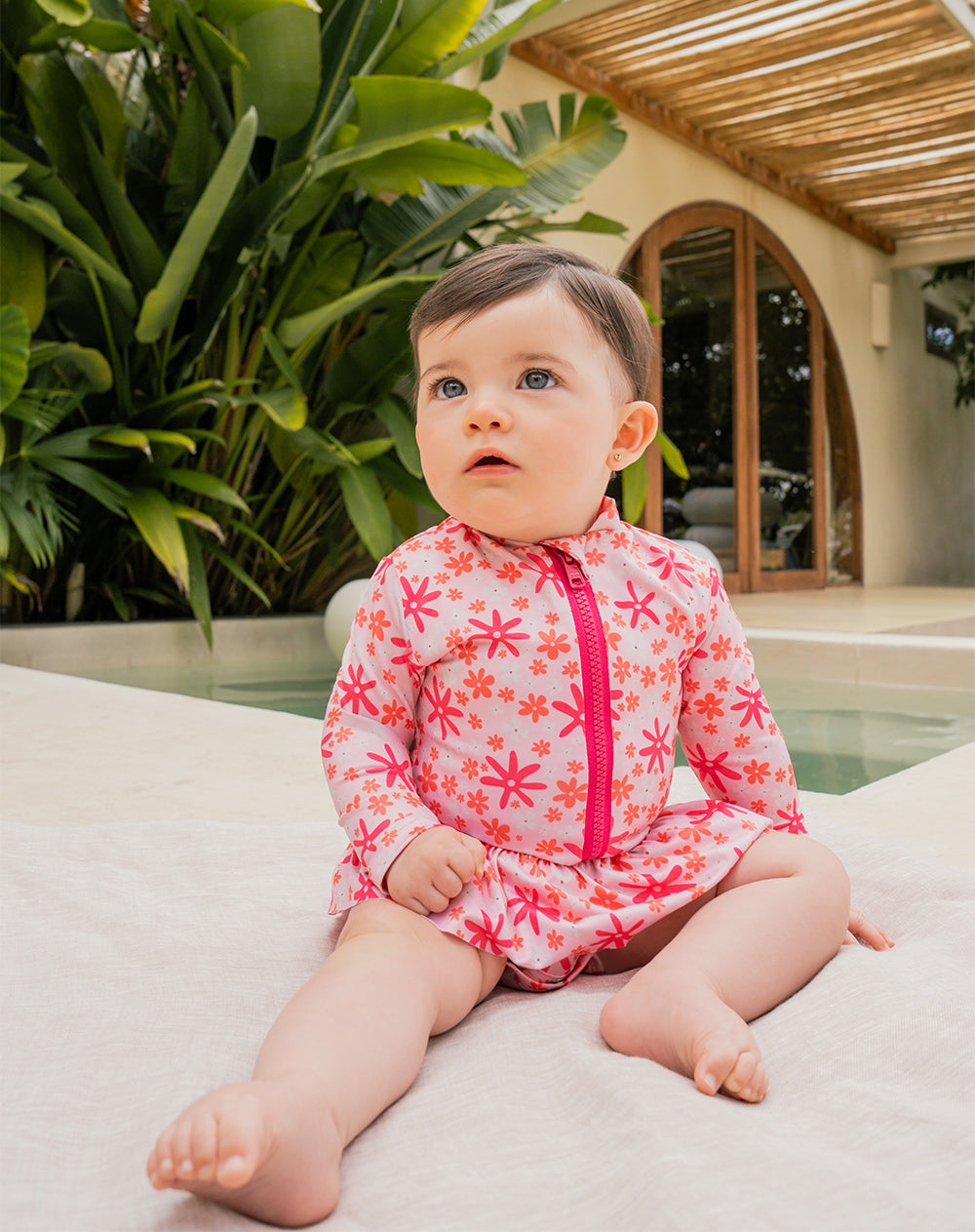 Vestido de baño manga larga protección UV estampado bebé niña