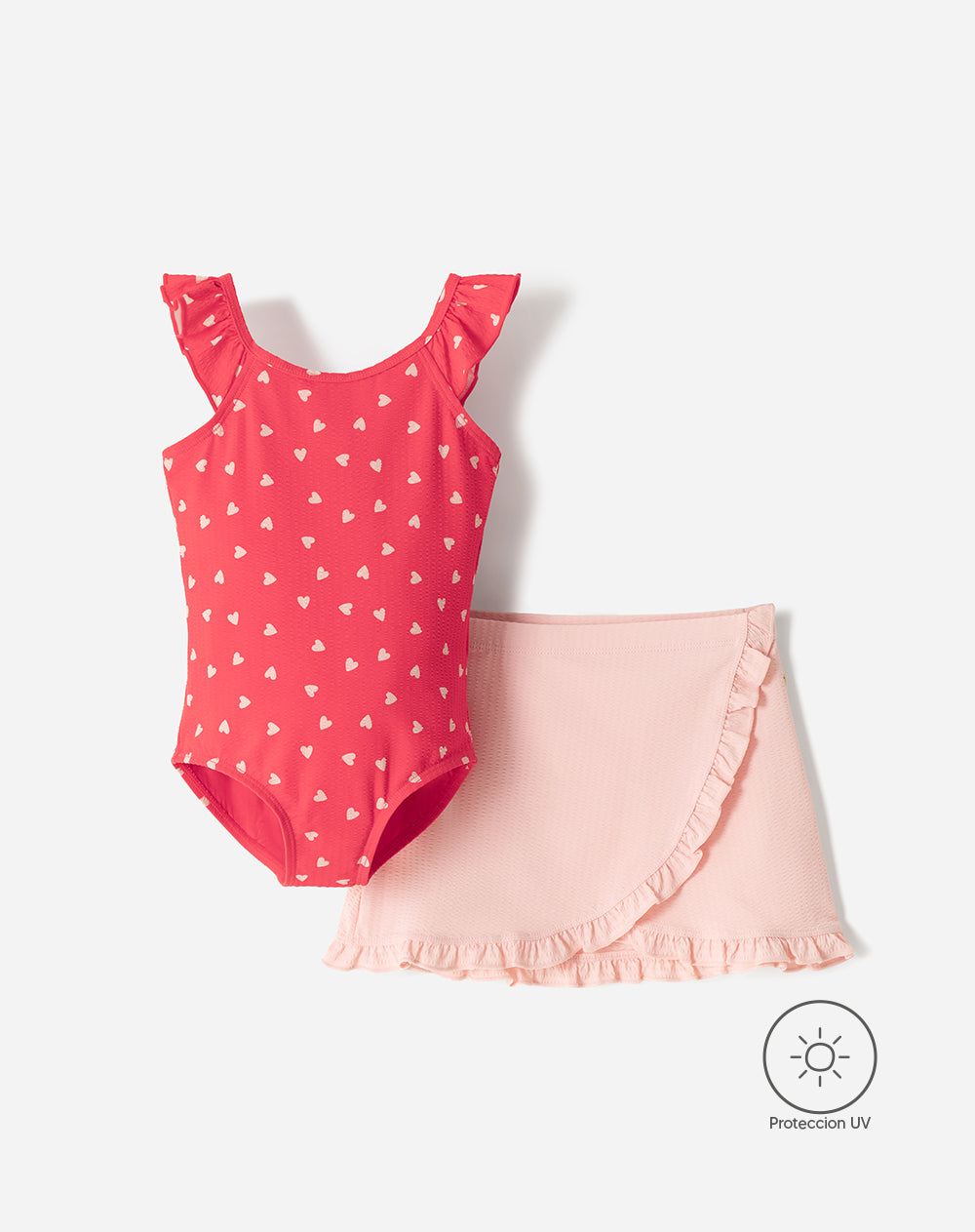 Vestido de baño + falda protección UV estampado niña