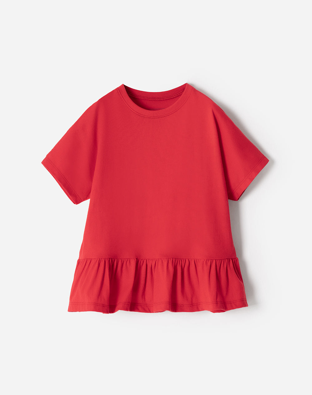 Camiseta oversized algodón roja niña