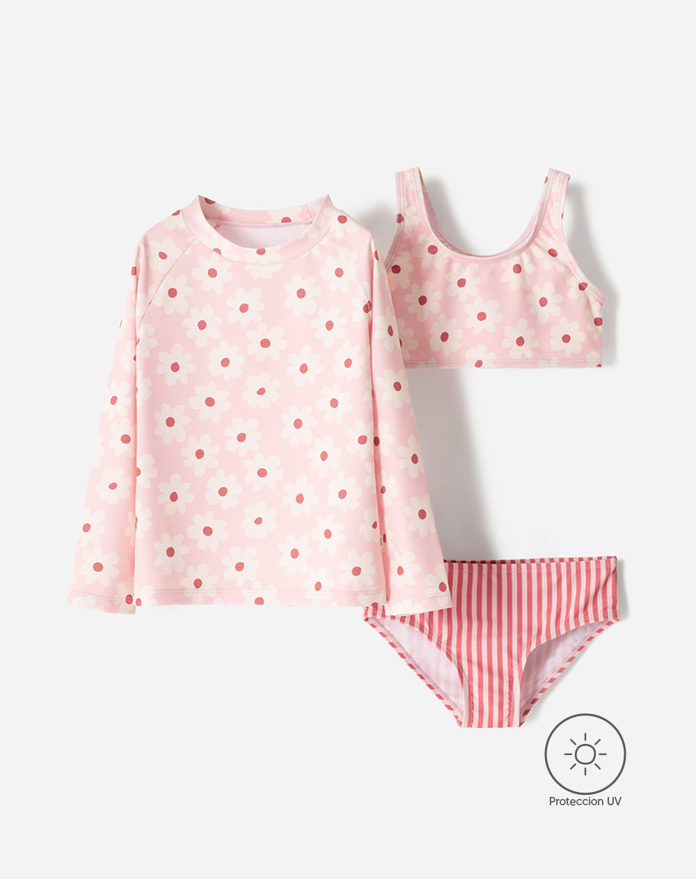 Vestido de baño 3 piezas protección UV estampado niña