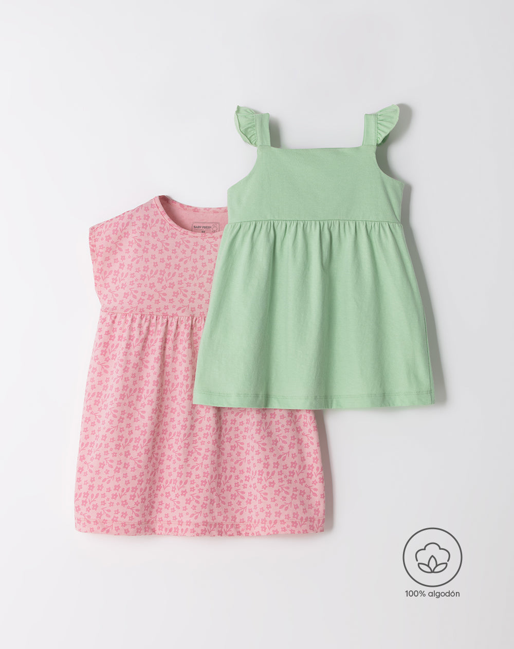 Vestido corto algodón x2unds surtido niña