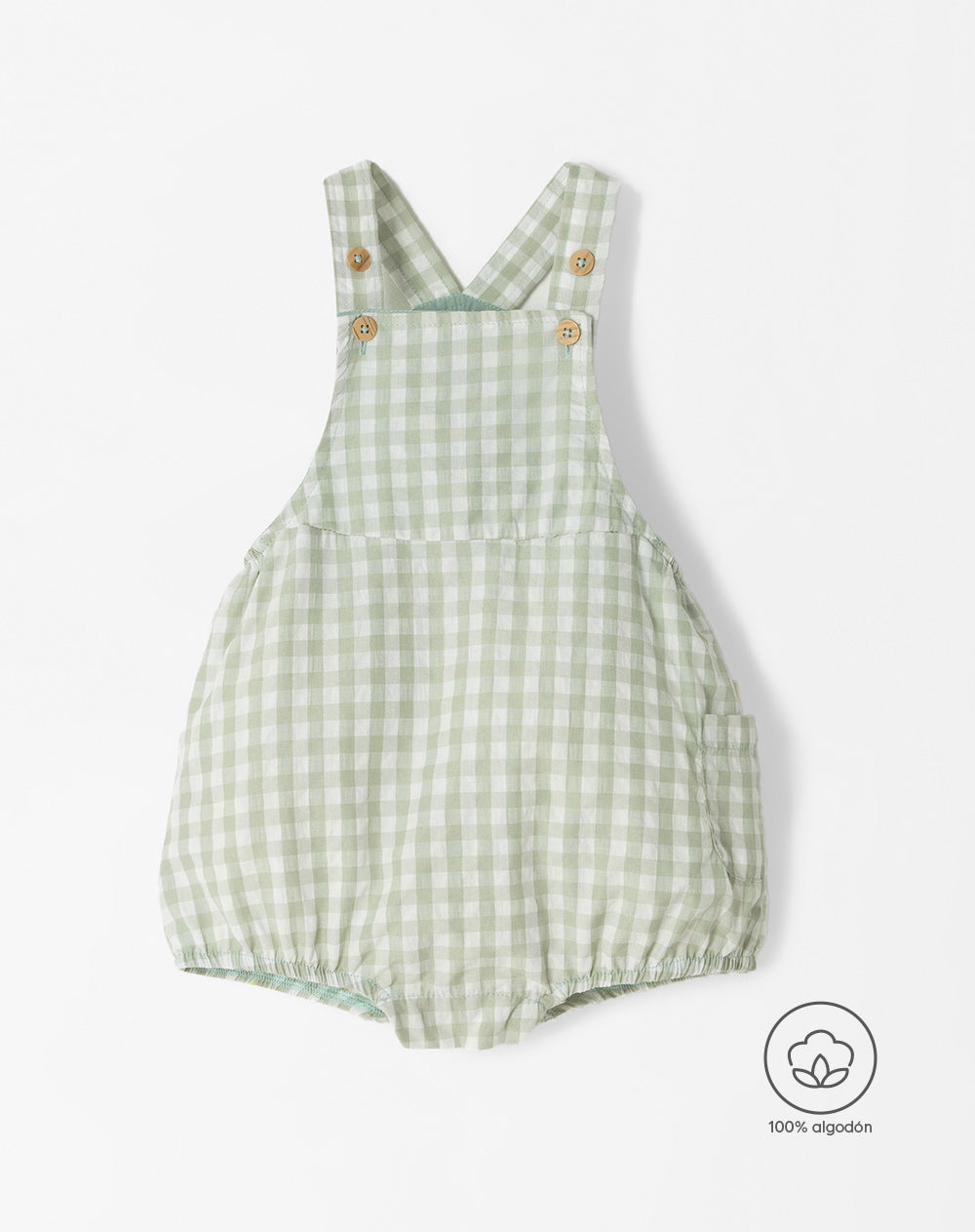 Enterizo bombacho algodón cuadros bebé unisex