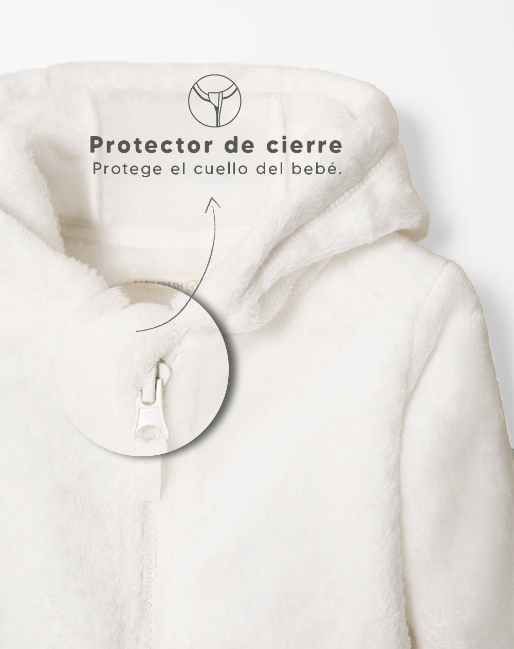 Chaqueta textura peluche blanco bebé unisex
