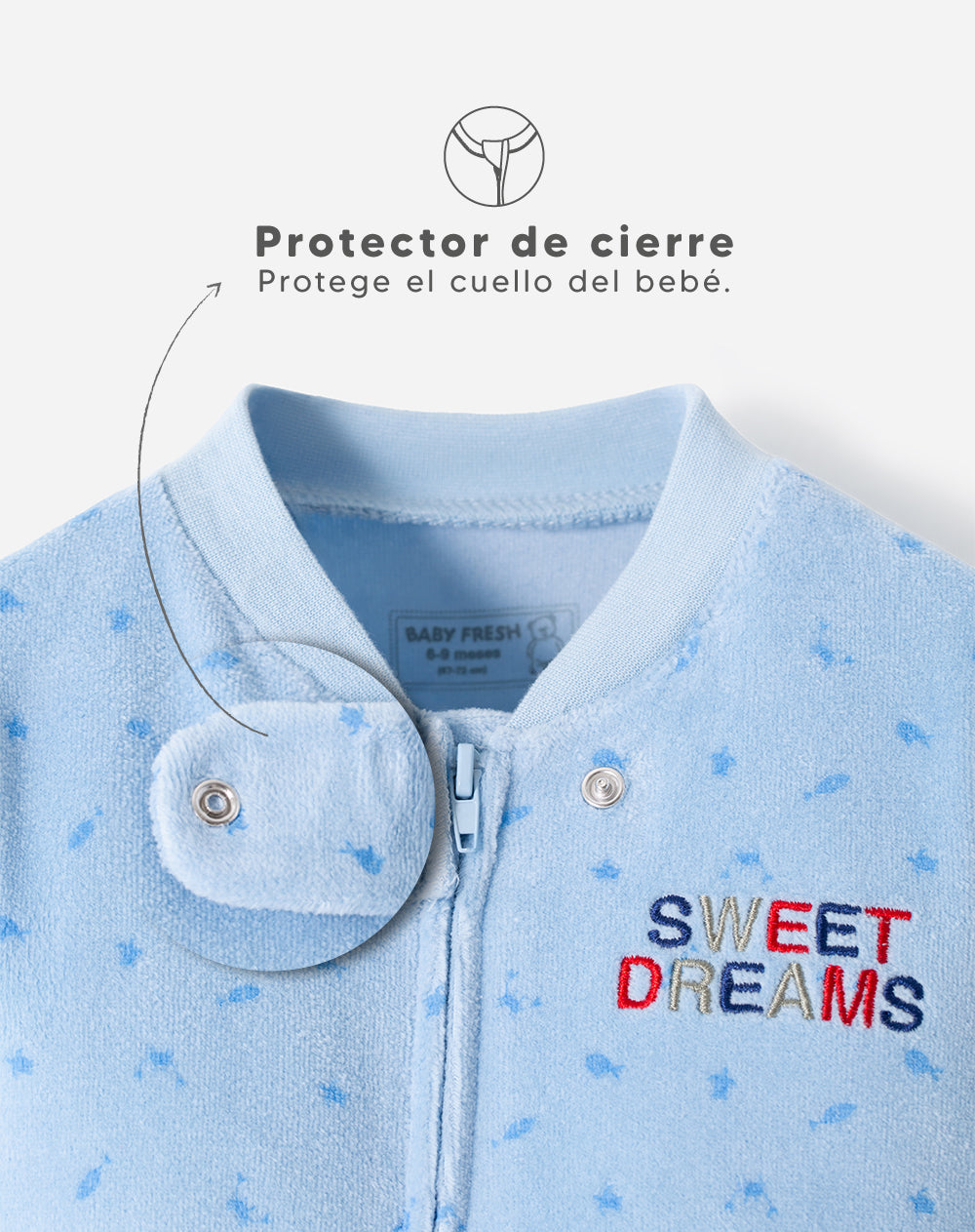 Pijama regular fit manga larga azul estampada