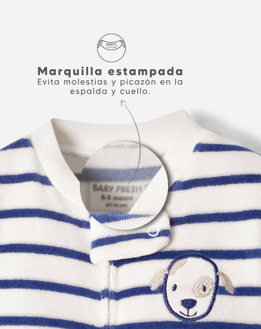 Pijama regular fit manga larga azul con rayas