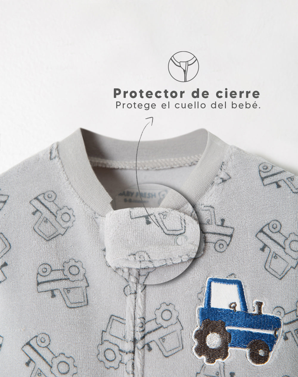 Pijama bebé niño cierre doble sentido gris