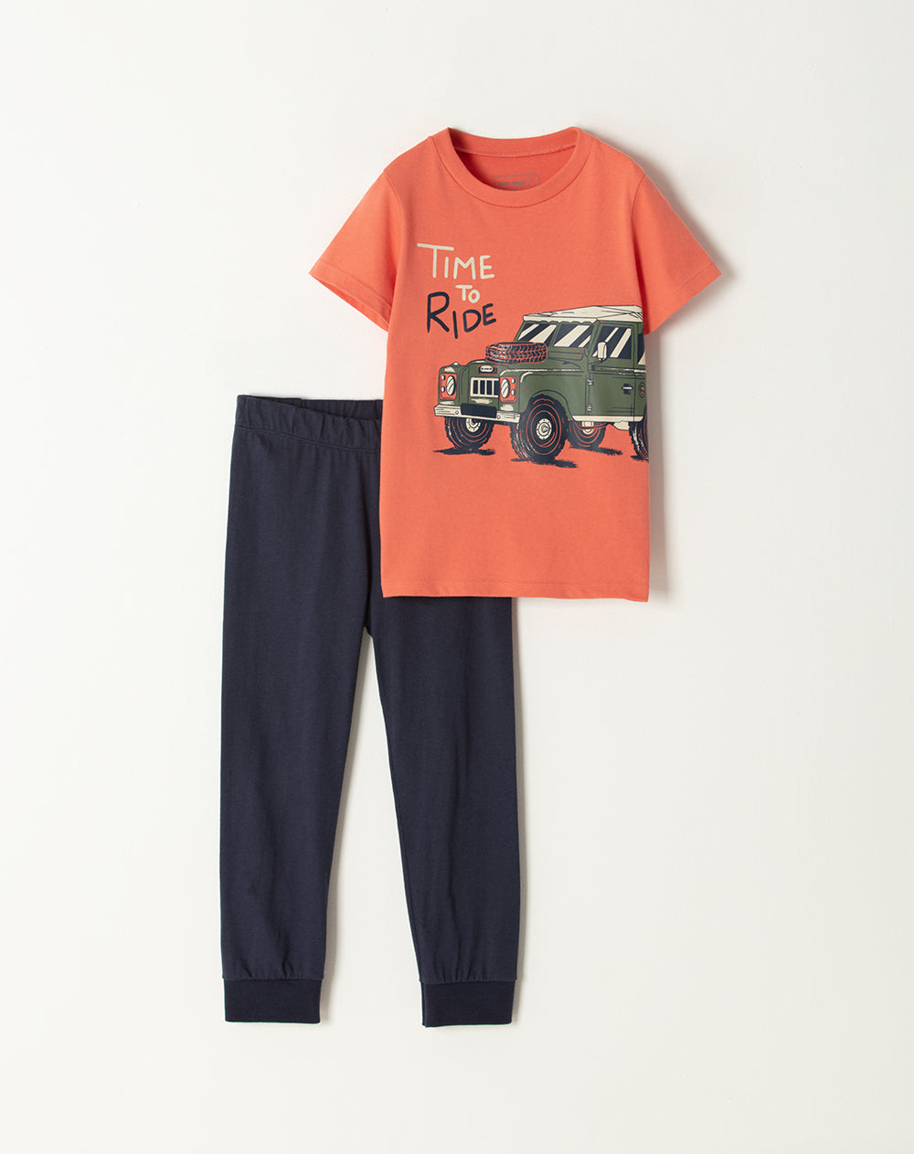 Pijama fitted fit manga corta naranja