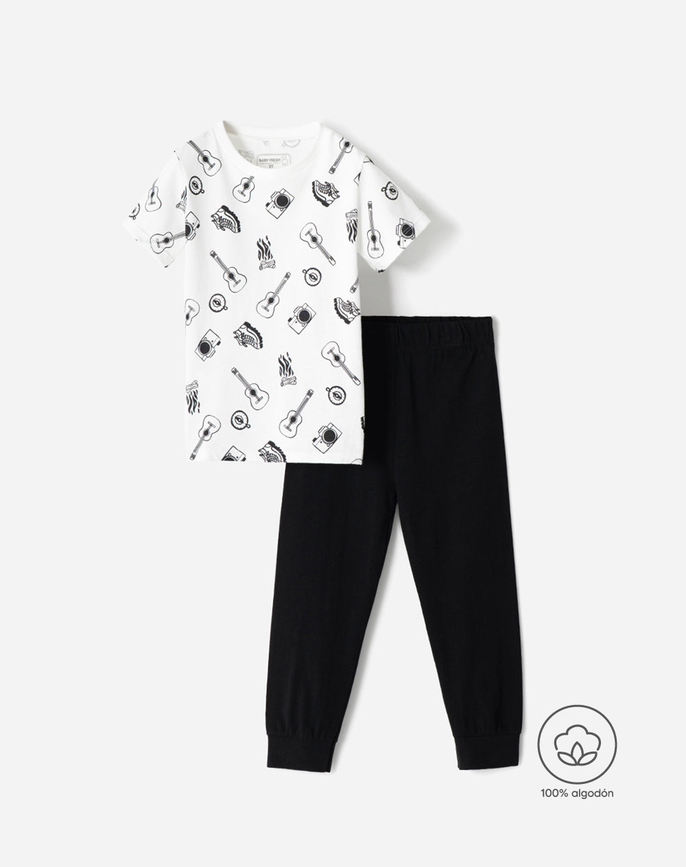 Pijama fitted fit manga corta negra