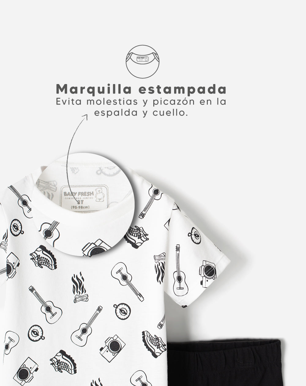 Pijama fitted fit manga corta negra