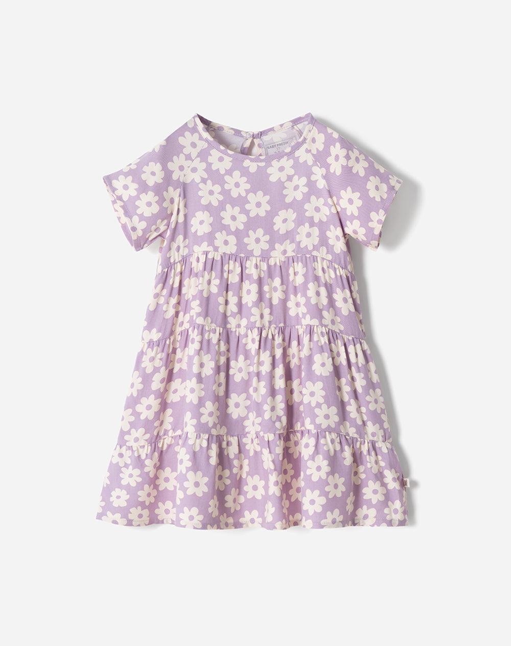 Vestido medio morado estampado