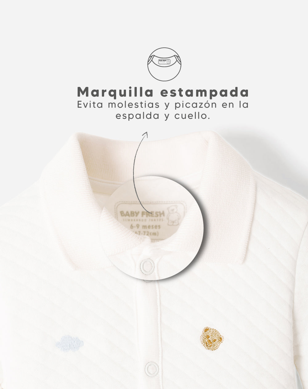 Pijama algodón botones a presión apliques bordados bebé niño