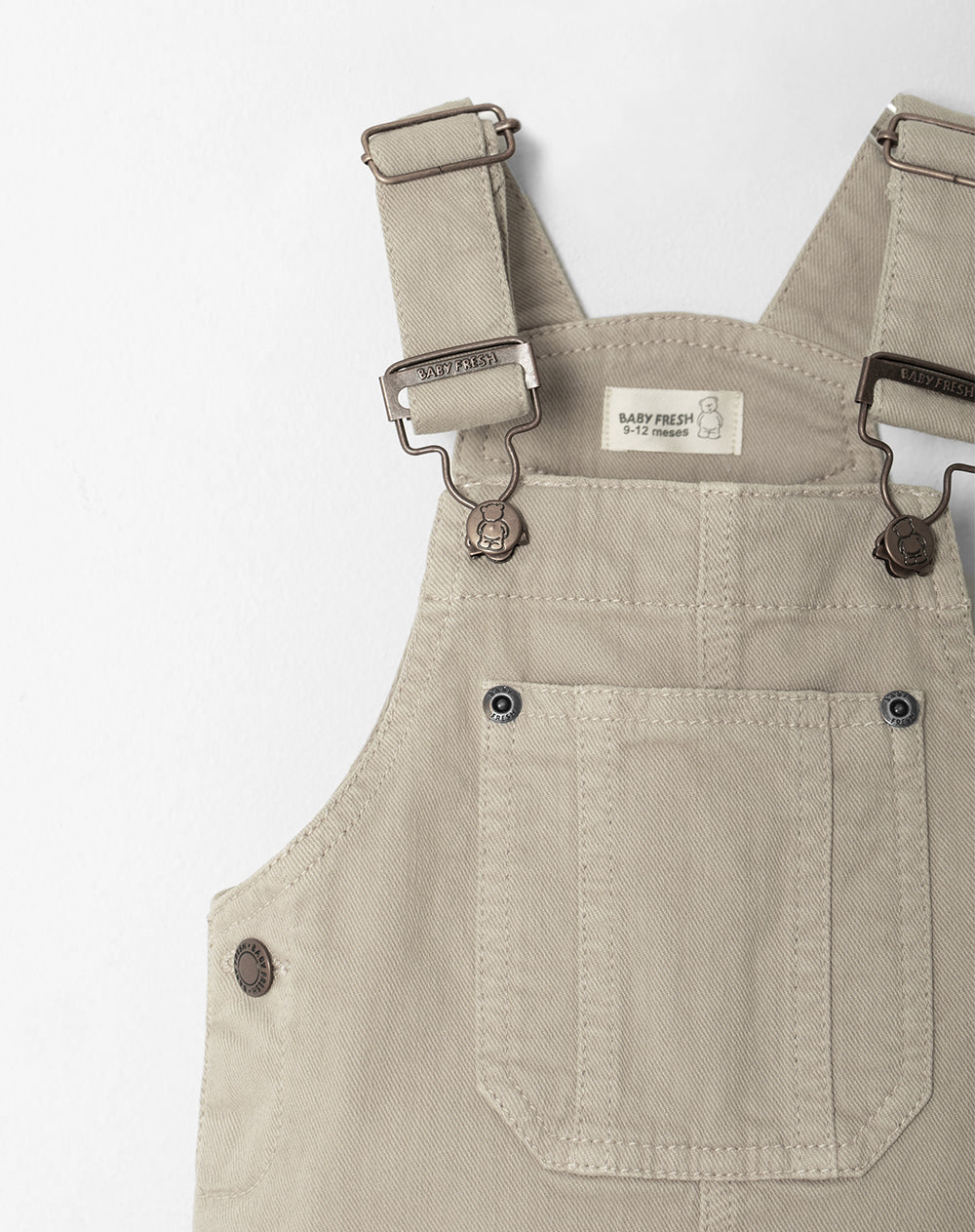 Overol denim regular algodón beige niño