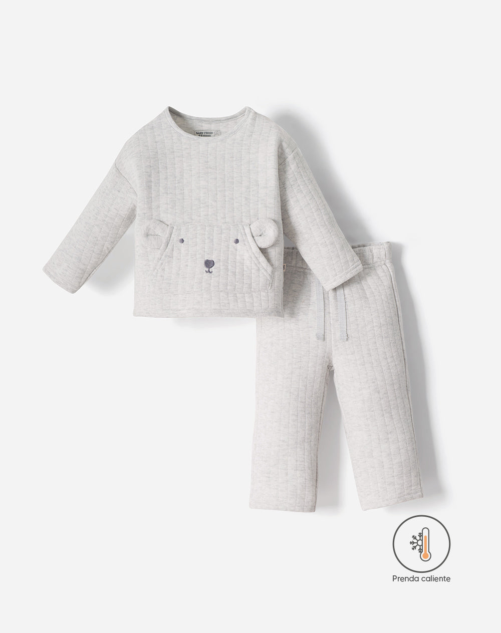 Conjunto pantalon largo manga larga gris jaspe