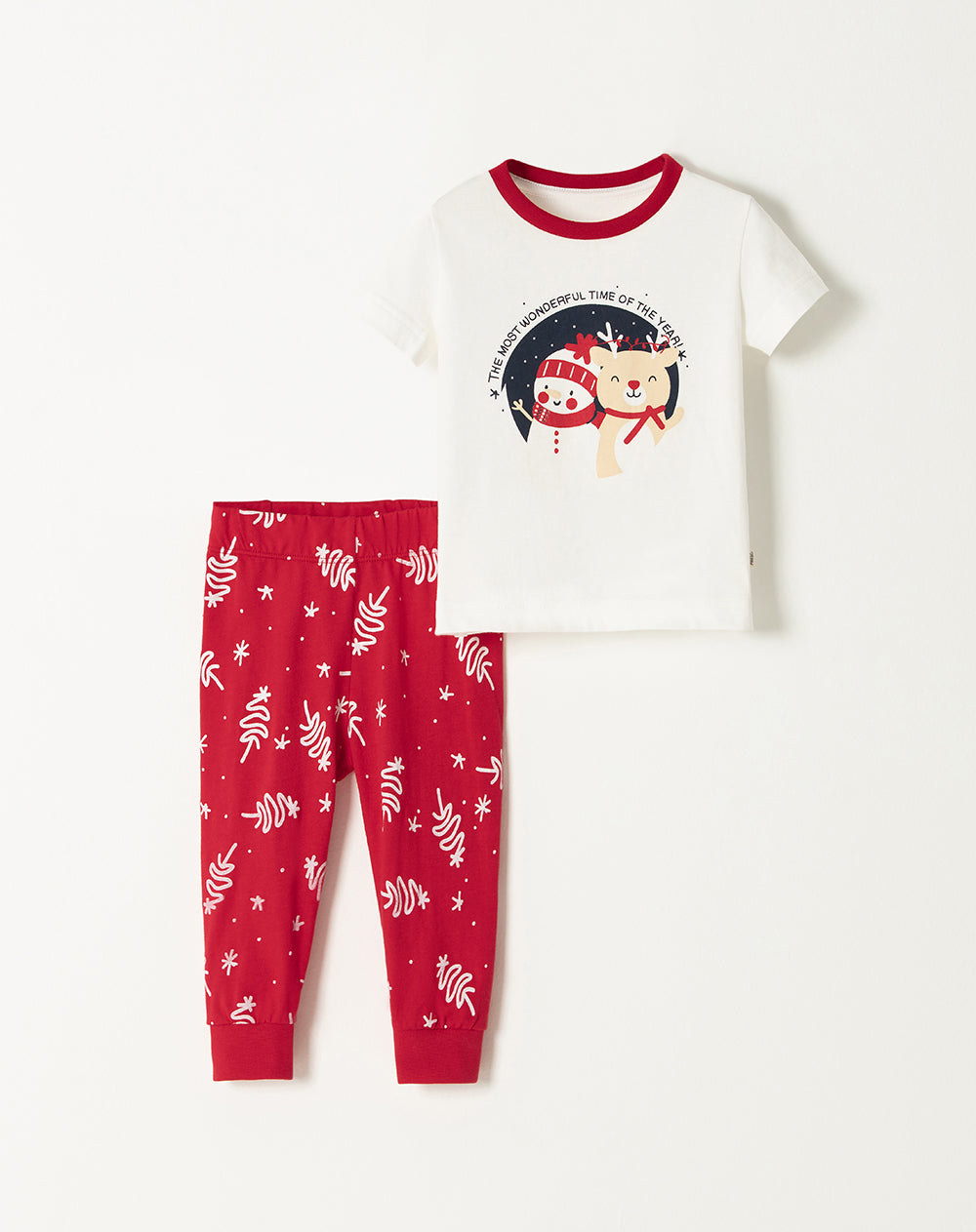 Pijama Infantil Blanca Estampada Camiseta y Pantalon Largo Baby Fresh