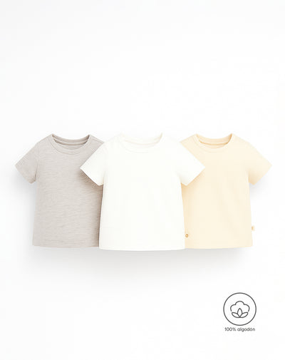 3 camisetas regular fit manga corta surtida