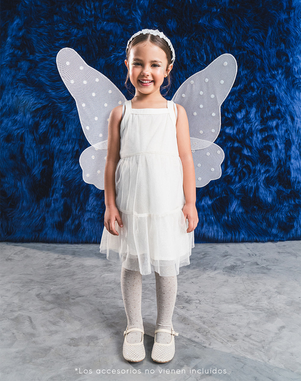 Vestido midi tull capas blanco niña