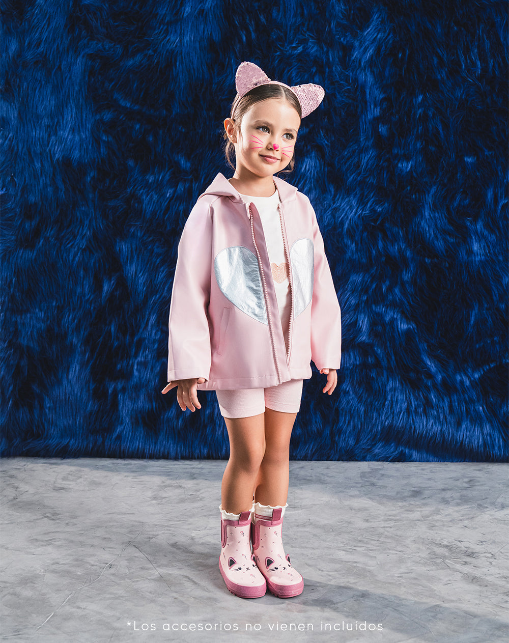 Chaqueta gato rosada niña