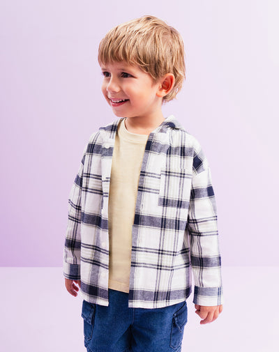 Camisa oversize manga larga cuadros niño