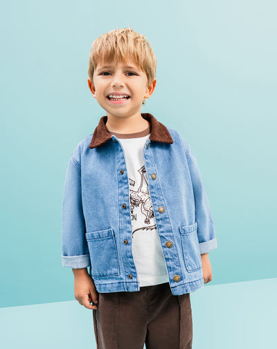 Chaqueta regular índigo medio niño