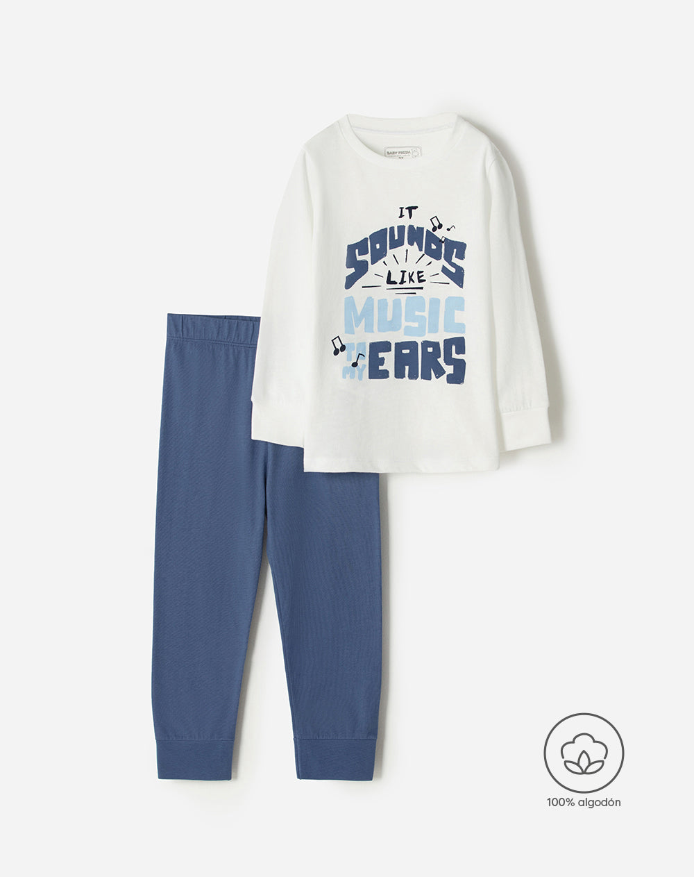 Pijama fitted fit manga larga azul