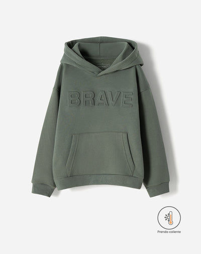 Buzo tipo hoddie verde niño