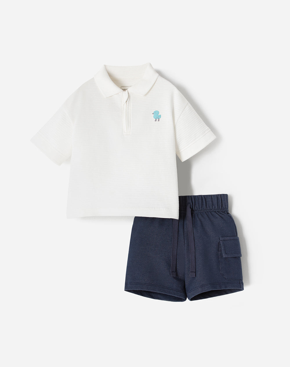 Conjunto pantalon corto manga corta blanco