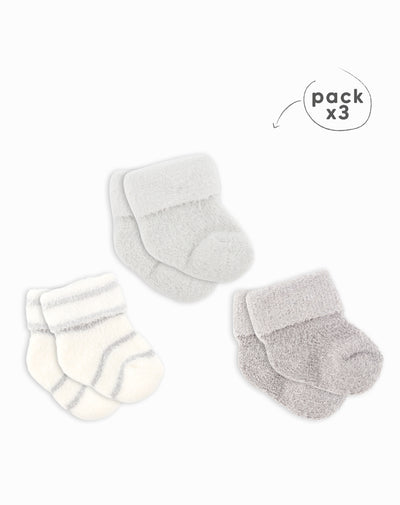 Medias bebé unisex calentadoras largas pack x3 surtido