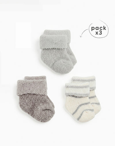 Medias bebé unisex calentadoras largas pack x3 surtido