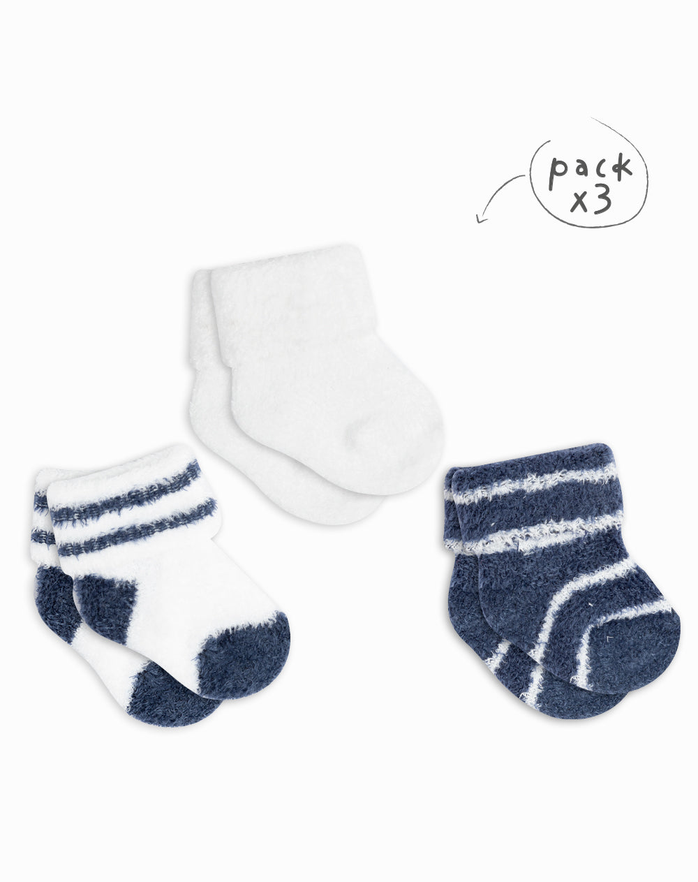3 pares de medias largas surtidas