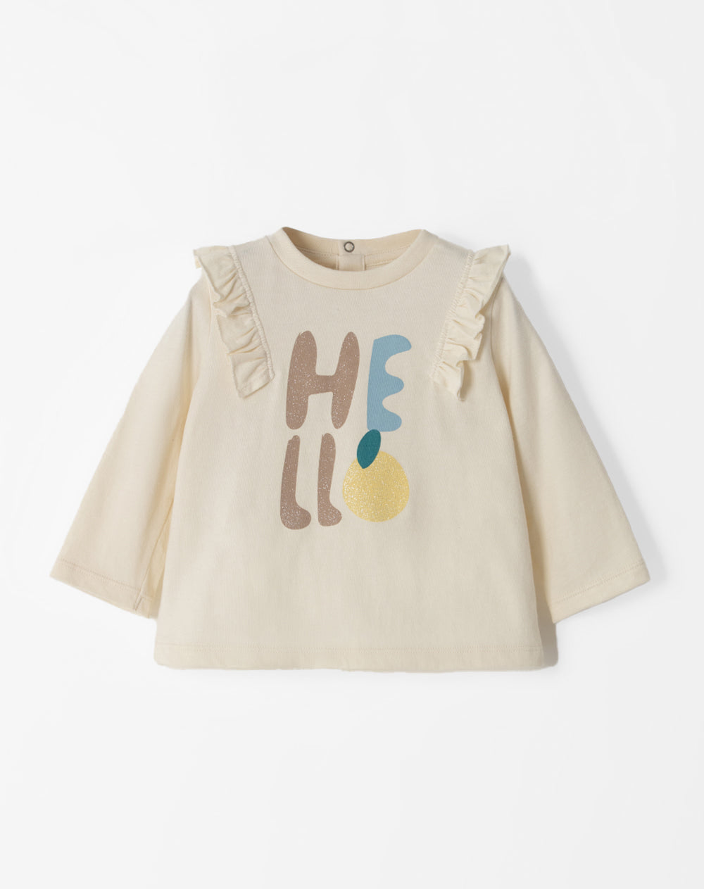 Camiseta regular fit manga larga crema