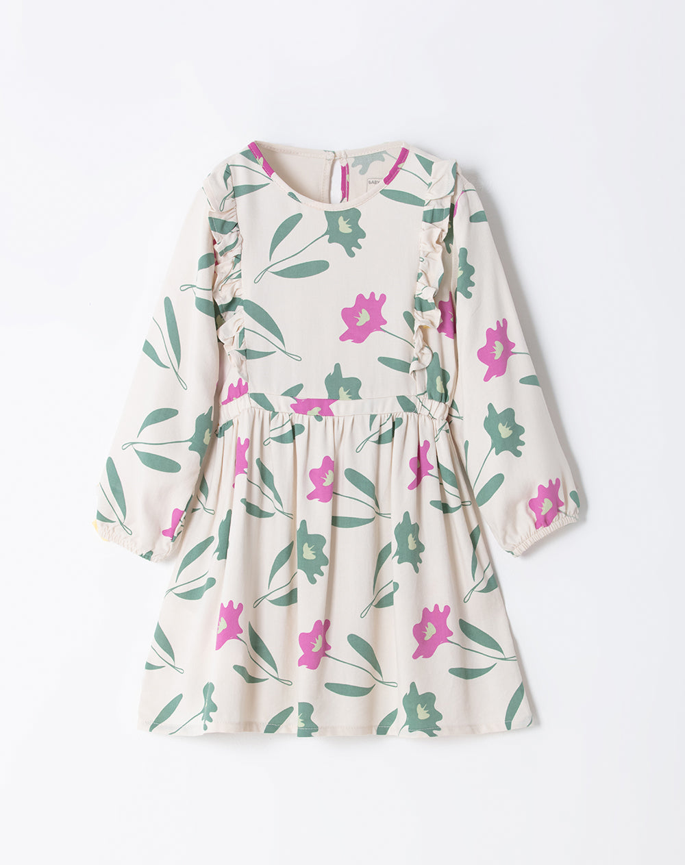 Vestido medio beige estampado
