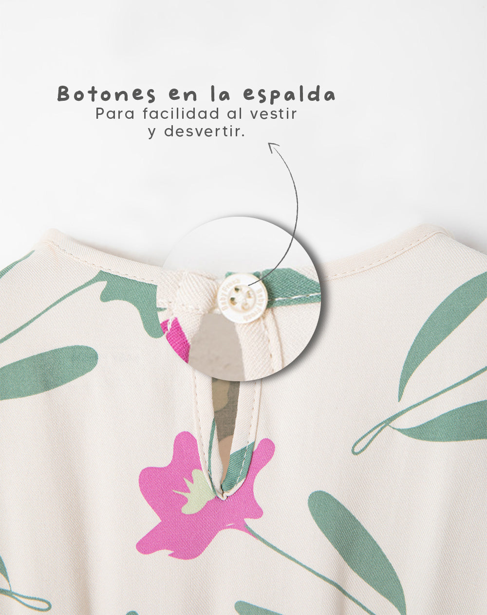 Vestido medio beige estampado