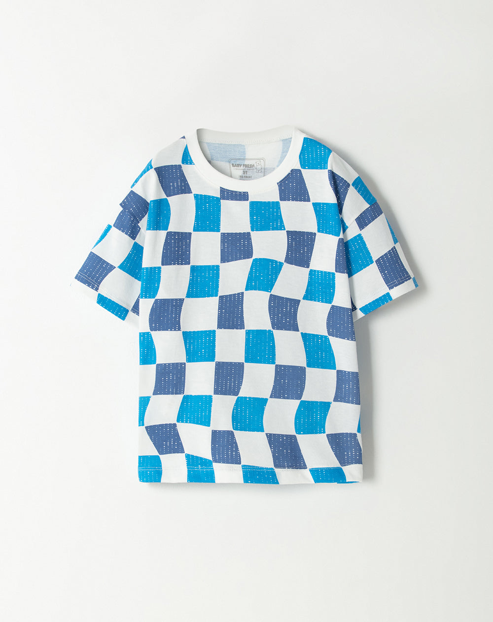 Camiseta oversized fit manga corta azul cuadros
