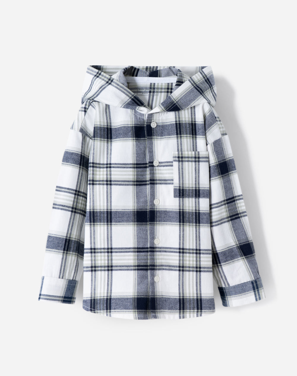 Camisa oversized fit manga larga azul con cuadros