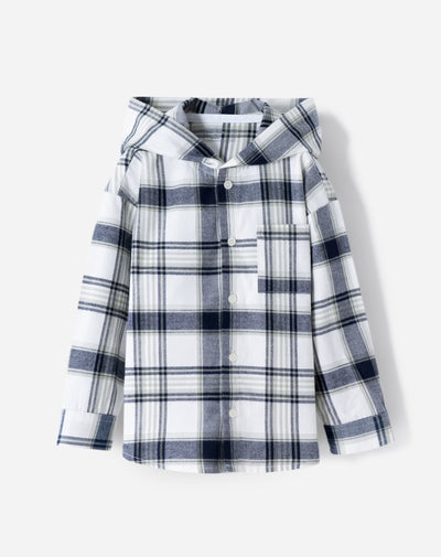 Camisa oversized fit manga larga azul con cuadros
